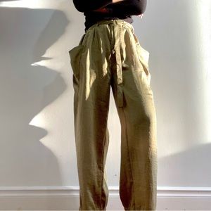 Green silky khaki pants